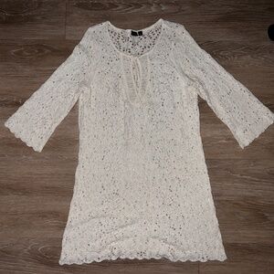 ANA A New Approach Cream Crochet Knit Dress / Tunic
